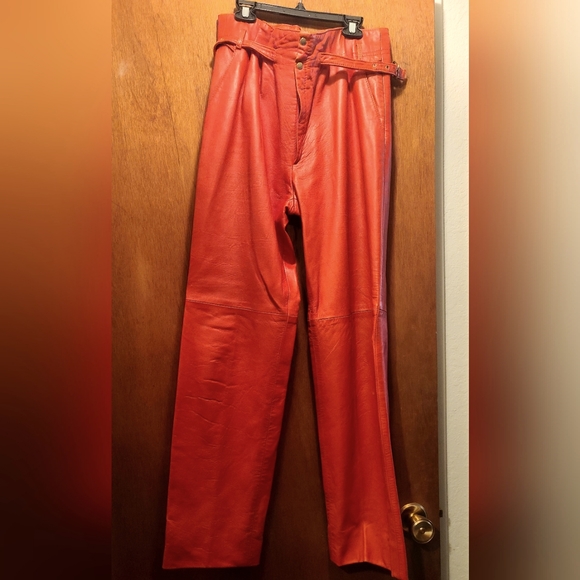 Vera Pelle Pants - GORGEOUS Garl Creazioni Vera Pelle red genuine leather VINTAGE pants sz42/M